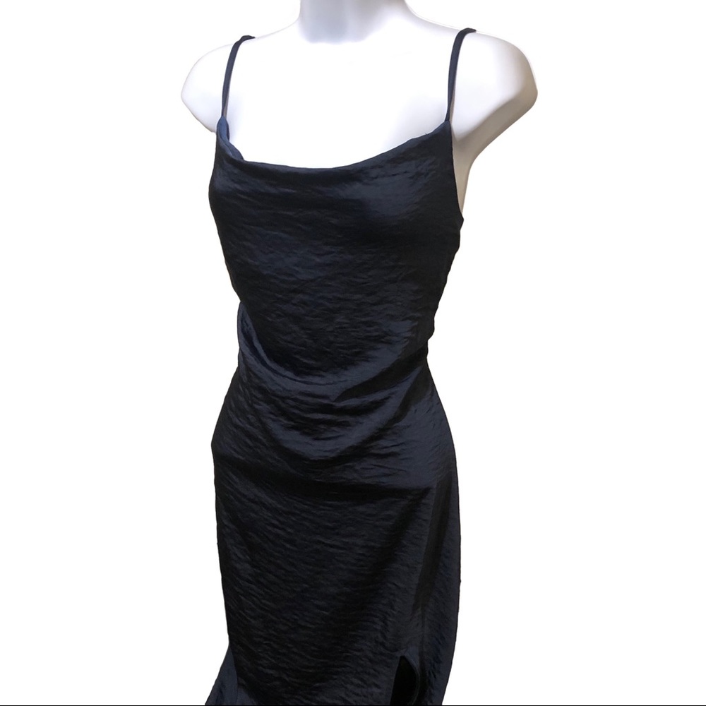 Navy Silk Slip Dress